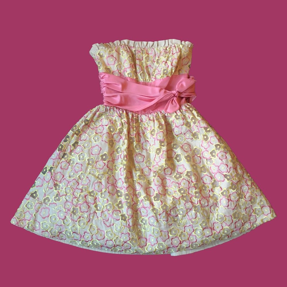 Vintage y2k Betsey Johnson Evening Strapless Floral Print Dress